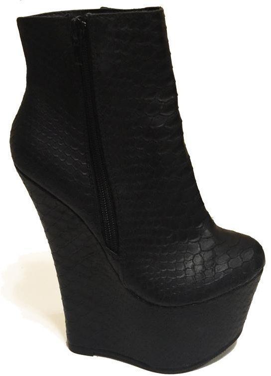 SLOANE Black Wedge Boot For Women