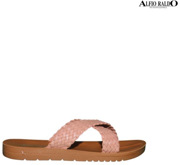 Alfio Raldo Comoda Crossed Patterned Strap Open Toe Sandals (Pink)