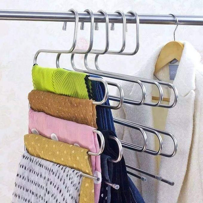 S-Shaped Heavy Trouser Hanger-Stainless Steel-Organizers