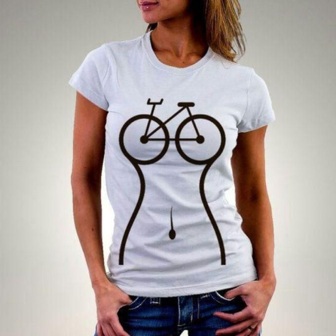 Bike Planet Fashion Women Print T-Shirt - White