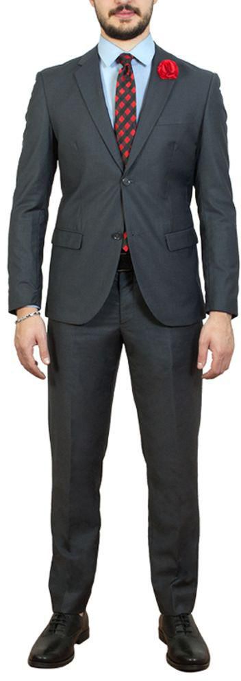 Slim Fit Business Suit Charcoal Grey