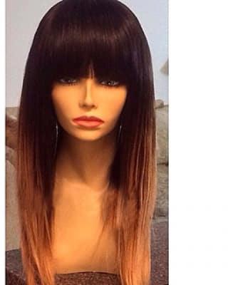 100% Human Hair Straight Ombre Wig - 18"