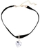 Rhinestone Faux Diamond Heart Pendant Velvet Choker Necklace - White