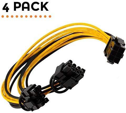 tecmac New to 2 x PCIe 8 (6+2) pin Graphics Card PCI-e Express VGA Splitter Power Extension Cable (4 Pack