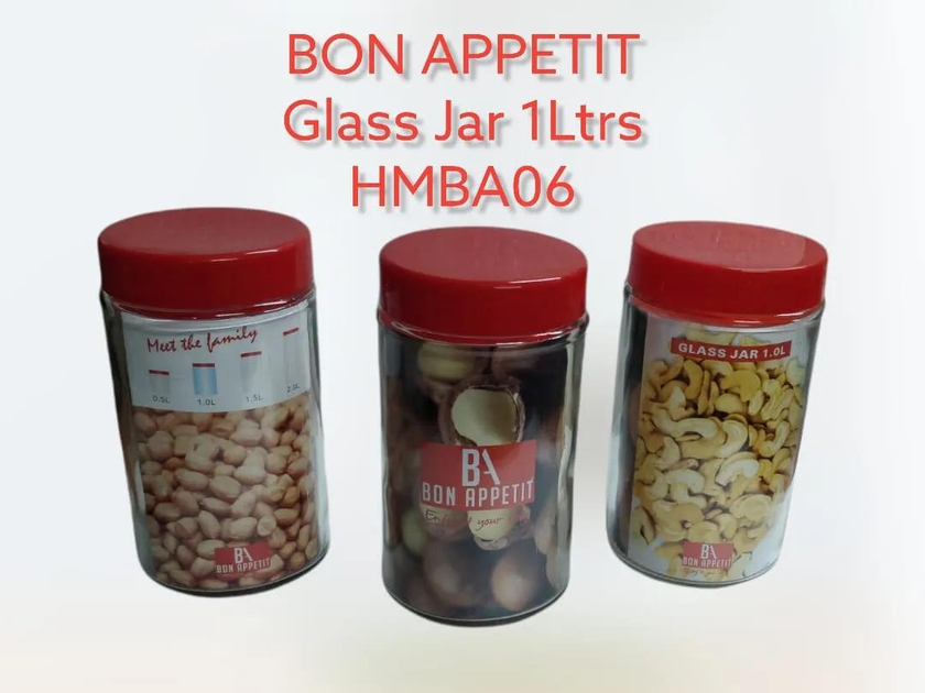 Set of 3pcs Bon Appetit Glass Storage  Jar