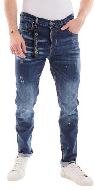 White Rabbit Front Scratch Wah out Casual Jeans - Dark Blue