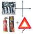Automobile Car Safety Fire Extinguisher + Wheel Spanner + 8 Pcs Flat & Ring Spanner + C-Caution Sign