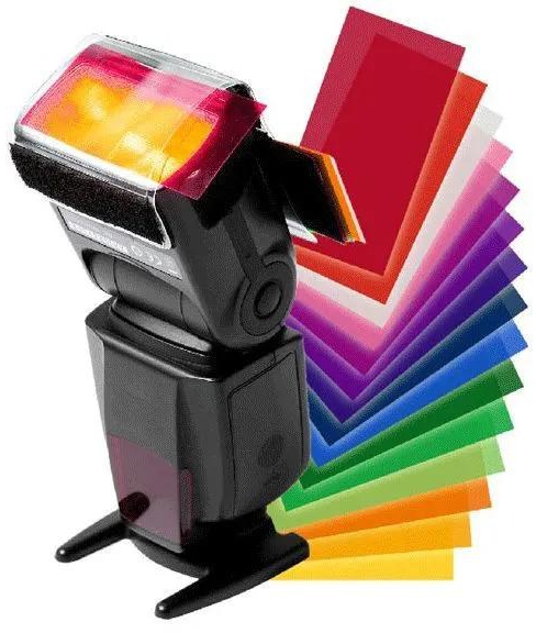 12 Color Gel Filter Set with Universal Color Gel Holder for Camera Flash, Fits Most Hot-Shoe Flashes