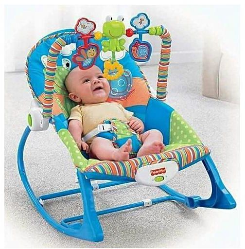 Generic Infant to Toddler Baby Rocker with Musical Toy Bar & Vibrations– Blue