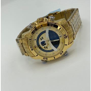 Double Timer Gold Men’s Bracelet Strap Wrist Watch