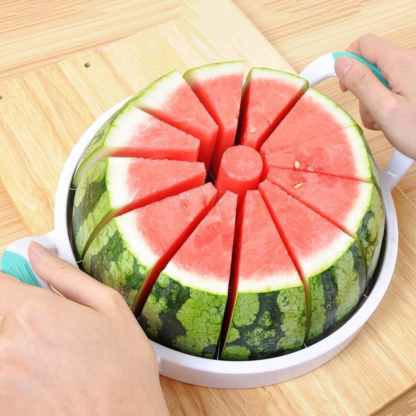 Generic-Watermelon Slicer Melon Cutter Cantaloupe Slicer Stainless Steel Fruit Cutter for Home Kitchen Party
