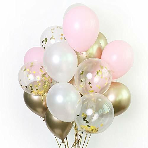 Adbetty Pink Latex Balloons - 12&quot; Latex Balloons Mix Clear Confetti Balloons Baby Shower Party Decorations(Pack Of 40)