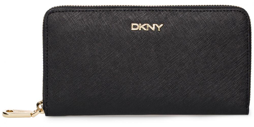 DKNY R1621108-001 Bryant Park Large Zip Around Wallet for Women - Leather, Black