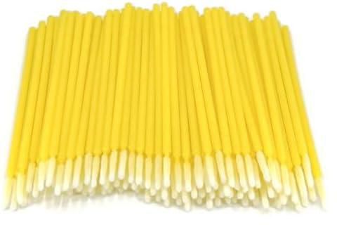 Disposable Micro Applicator Micro Brush for Makeup, Eyelash Extension, Lash and Mascara Application for Personal Care (100 Count (Pack of 1), Yellow (Long))