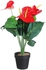 Get Round Plastic Vase with Leaves, 12×11 cm - Green Red with best offers | Raneen.com
