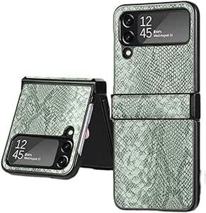 Compatible with Galaxy Z Flip 3 Premium PU Leather Case (Crocodile Shape) for Samsung Galaxy Z Flip 3 - by Next store (Green)