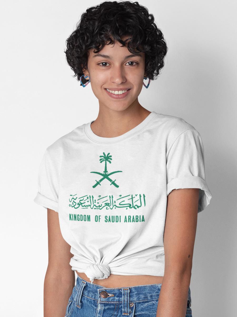 تيشيرت نسائي قطن بتصميم شعار المملكة العربية السعودية