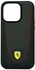 Ferrari Magsafe Leather Stitched Red Line Hard Case For iPhone 14 Pro Black