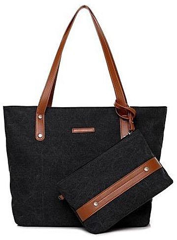 Universal Fashion Canvas Women's Large Handbags Cross Body Shoulder Bags Black