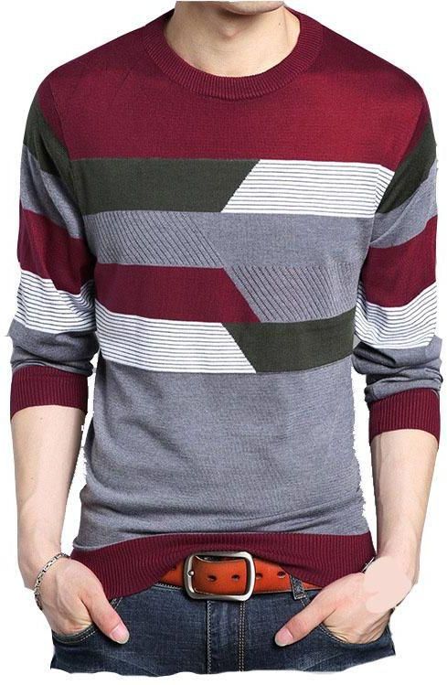 Multi Color Mixed Round Neck Blouse For Men