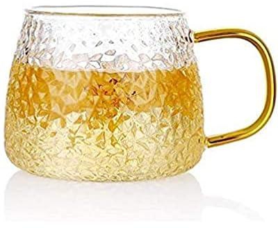 Qualimate Tea Cups Green Tea Coffee Mug for Black, Iced, Lemon Tea Cup Set Water Cup Herbal Cups for Tea Single, Transparent (440ml) Set of 2