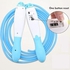 Plastic Silicone Jumping Rope With Digital Counter- Light Blue & White