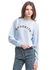 Forever 21 Blue, White Cotton Round Neck Crop Top For Women