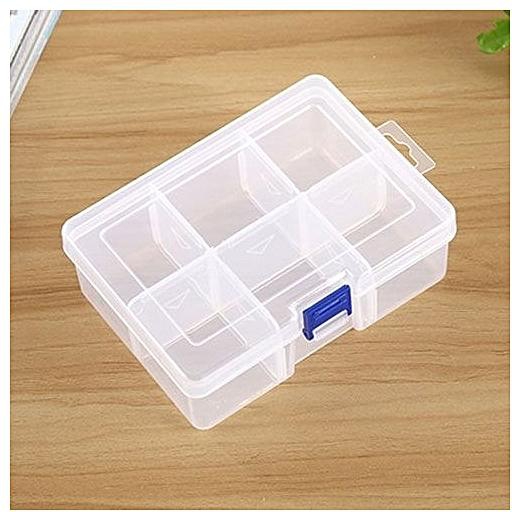 Generic Plastic Jewelry Box Organizer Storage Container With Adjustable Dividers, Size: Large, 6 Slots