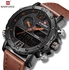 Naviforce Brown Black Luxury Men's Leather Strap Wrist Watch
