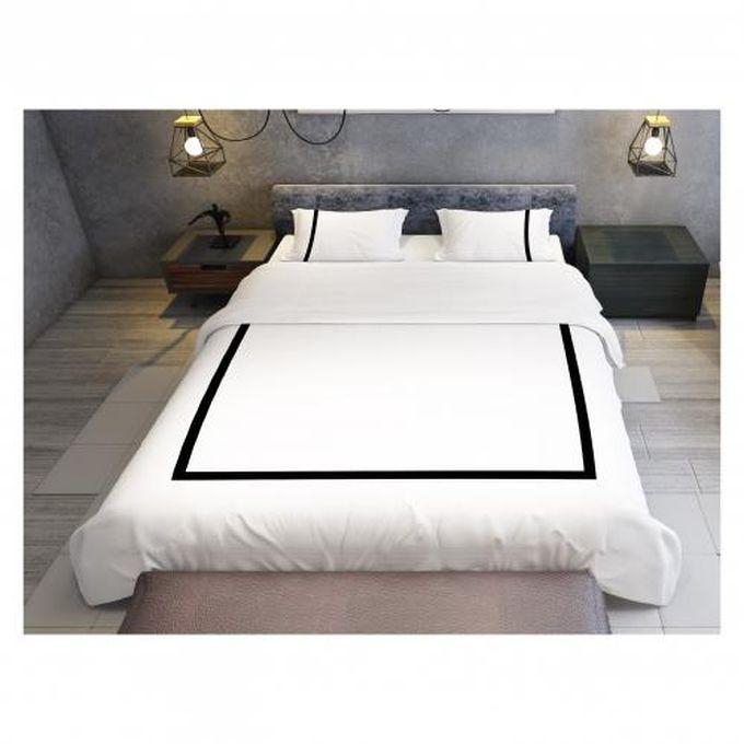 Bed N Home Decorative Duvet Cover Set, Plain, White, Black Inner Border