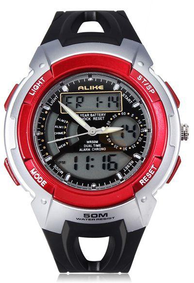 ALIKE AK6109 Unisex Sport Waterproof Multifunction Digital Backlight Quartz Wrist Watch