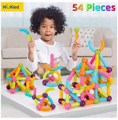 54 Pieces Magnetic Construction Blocks Set Toys for Kids Magnet Stick Rod Building Blocks Educational Toys