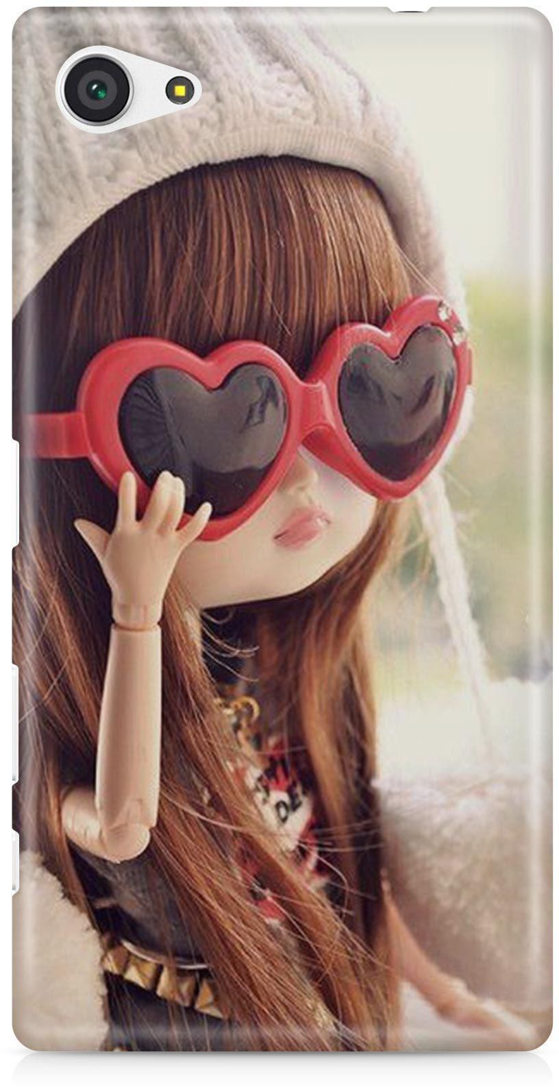 Cute Love Heart Doll with Glass Strong Plastic Curb Shockproof Protective Case Cover for Sony Z5 Mini