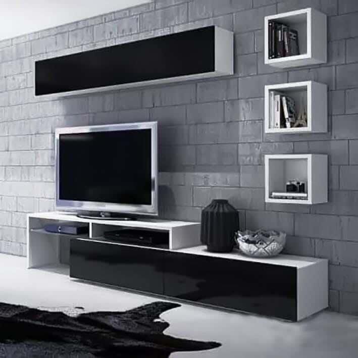 Get Modern Mdf Wooden Tv Table, 200 X 40 X 30 Cm - Black White with best offers | Raneen.com