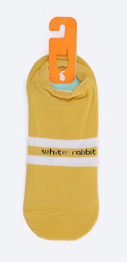 White Rabbit Middle Lines Yellow Ankle Socks
