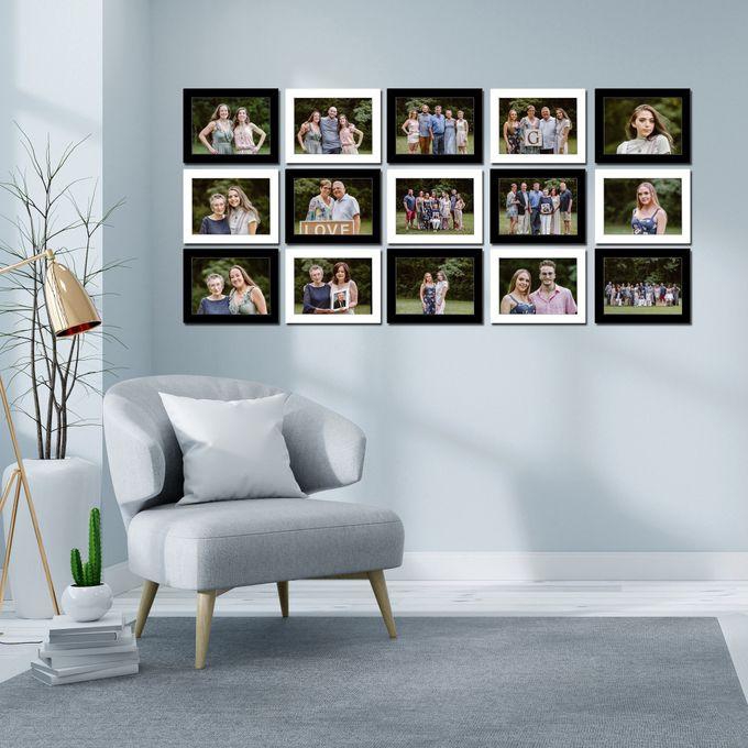 Art (15 Photo Frames) "7 White + 8 Black" Modern, 15X21 Cm (stand Or Wall)