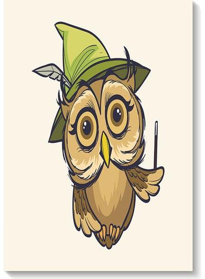 Owl Printed Wall Art Beige/Brown/Green 40x60cm