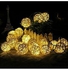 20 LED Rattan Ball String Light Yellow/Black 9x10centimeter
