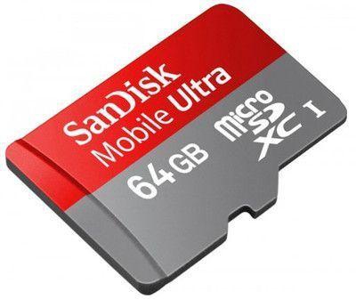 Sandisk Mobile Ultra 64 GB Class 10 UHS-I Micro SDXC Card with Adapter - SDSDQUA-064G-U46A