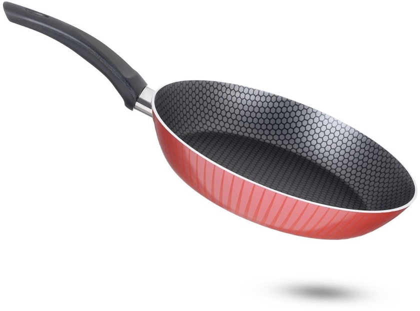 Get Trueval Teflon Frying Pan, 22 cm - Red with best offers | Raneen.com