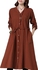 V Neck Single Breasted Vintage Elegant Long Sleeve Women Shirt Dress
