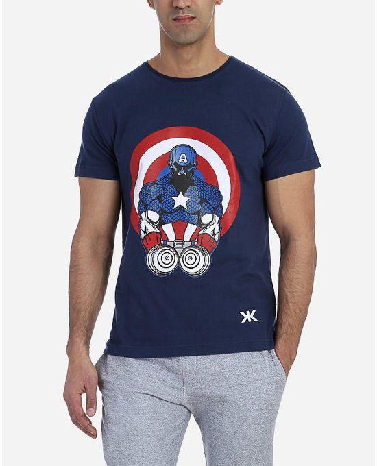 Kinetic Apparel Captain America Round Neck - T-Shirt - Dark Blue