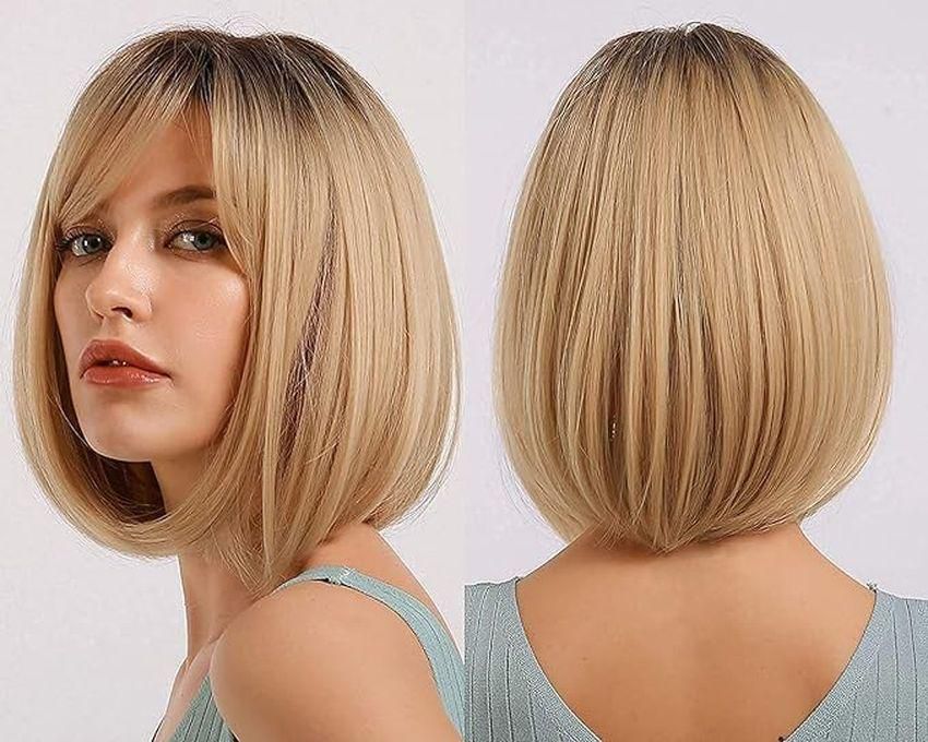 Synthetic Hair Wig Short Straight Blond Color Thermal Hair
