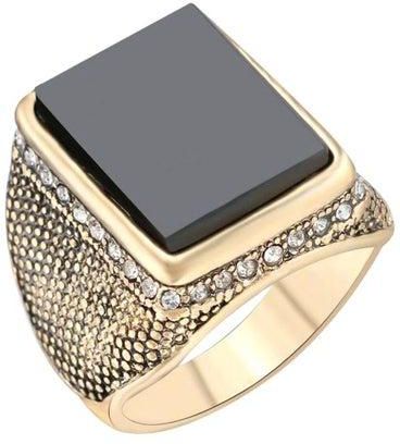 Gold-Plated Resin Retro Square Ring
