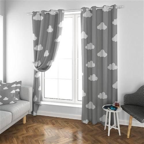 Curtain, Grey / White, 140 × 260 cm - SP06