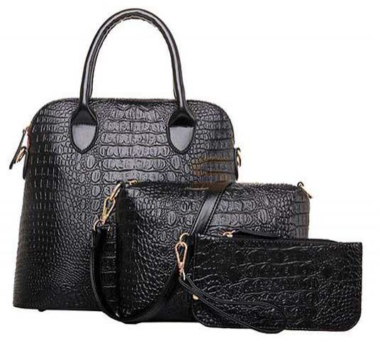 MYSMAR – VG233 Bundle 3 in1 Black PU Leather Ladies Handbags