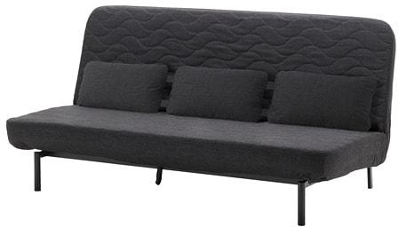 NYHAMN Sofa-bed with triple cushion, with pocket spring mattress, Skiftebo anthracite