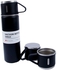 Vacuum Insulated Thermos 500ml Stainless Steel Thermal Bottle For Hot And Cold Beverages With 2 Extra Cups. Black