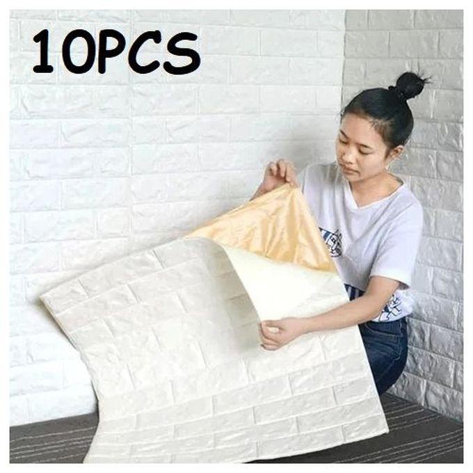10PCS Pe Foam 3d Self Adhesive Brick Large Wallpaper Sticker