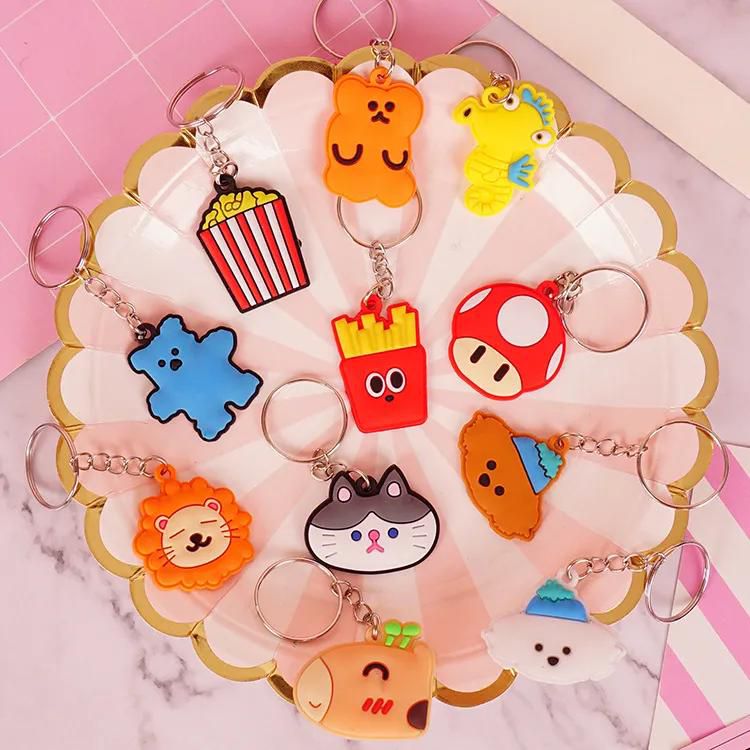 Cartoon pvc soft rubber keychain creative small gift silicone pendant PVC drip rubber keychain gift